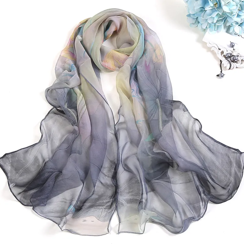 Summer Lotus Flower Print Sunscreen Scarf