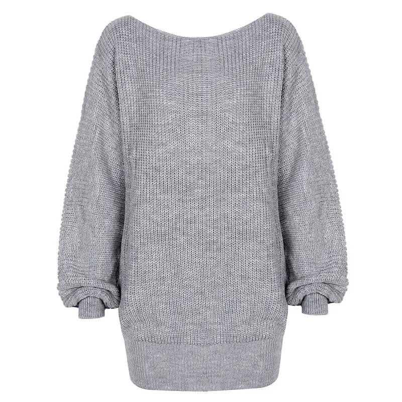 Winter Women Casual Solid Color Long Sleeve Knitted Mini Dress