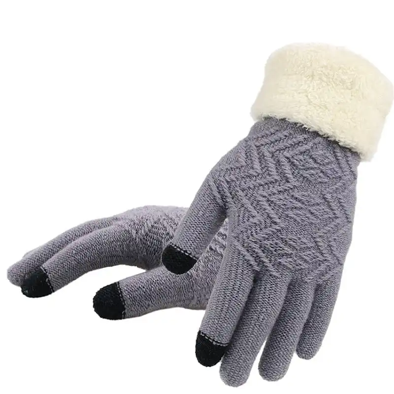 Simple Knitted Embroidery Touch Screen Gloves