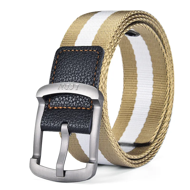 Men Casual Knitted Canvas Stripe Belt