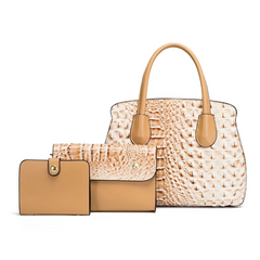 Women Fashion Crocodile Pattern Large Capacity Pop Embossed Tote Bag Set