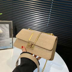 Women Fashion Simple Chain Stone Pattern Commuter Shoulder Bag