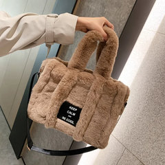 Women'S Fashion Plush Solid Color One Shoulder Design Handbag