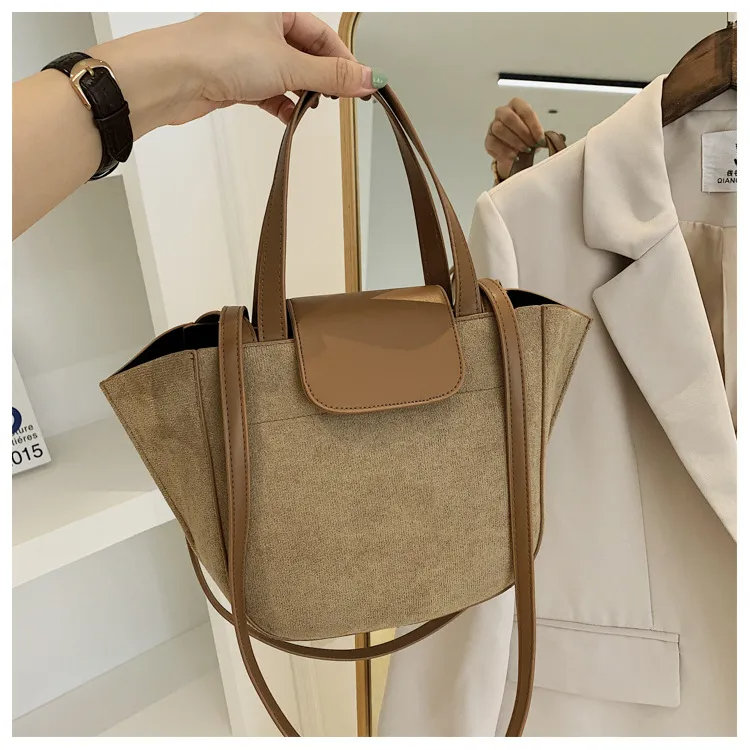 Women'S Fashion Vintage Suede Large Capacity Tote Bag