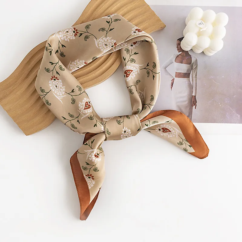 Fashion Sweet Women Floral Print Silk-Like Square Scarf