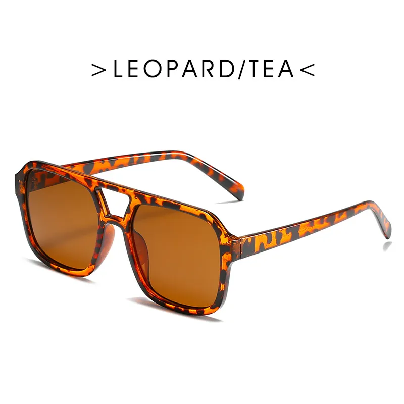 Fashion Simple Double Bridge Retro Large Frame Sunshade Sunglasses