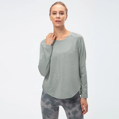 Women'S Autumn And Winter Loose Running Sports Quick-Drying Breathable Long-Sleeved T-Shirt