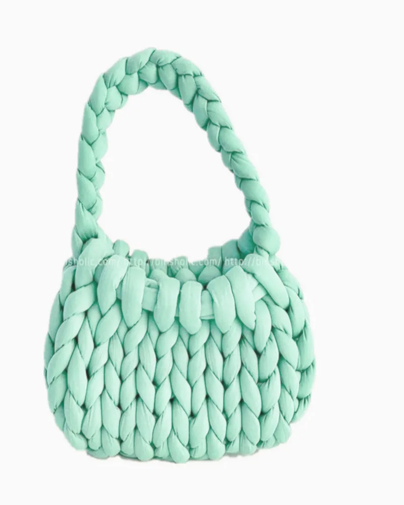 omen Fashion Solid Color Hand-Woven Wool Handbag