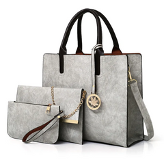 Women Fashion Solid Color Large Capacity PU Wallet Shoulder Handbag