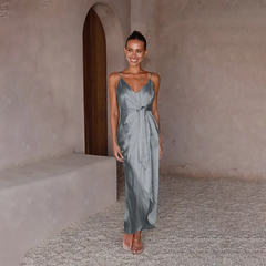 Women Fashion Solid Color Strap Maxi Dress