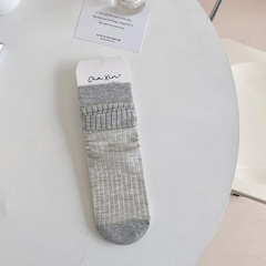 Women Summer Thin Piled Solid Color Cotton Mid-Length Socks