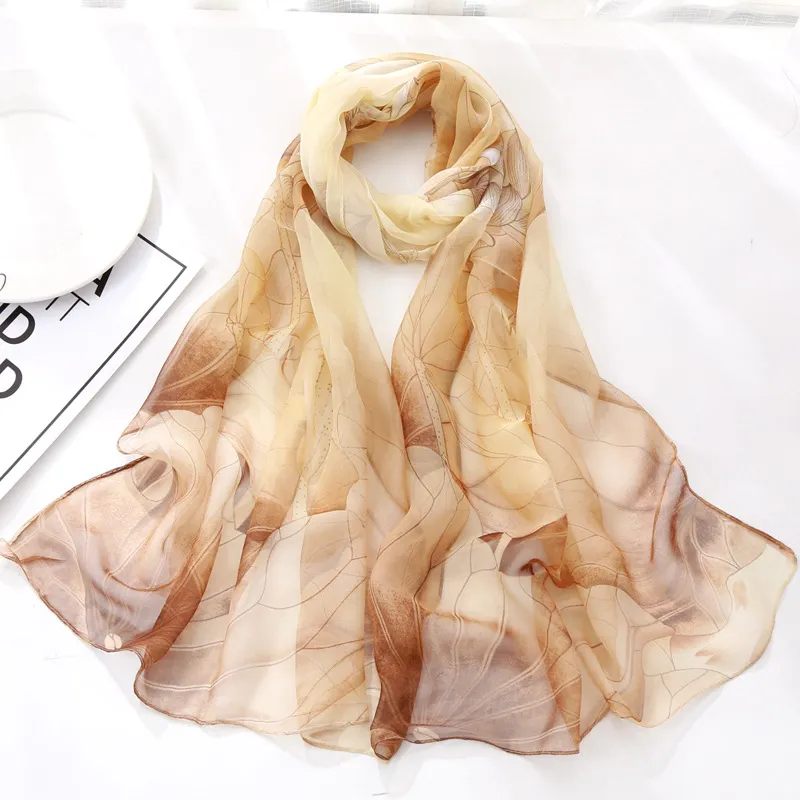 Summer Lotus Flower Print Sunscreen Scarf