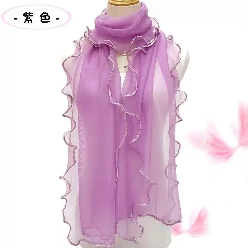 Solid Color Fashion Women Curled Ruffled Stretch Women Scarf