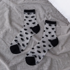 Women Lovable Mid-Length Spring And Summer Cotton Glass Silk Socks