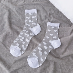 Women Lovable Mid-Length Spring And Summer Cotton Glass Silk Socks