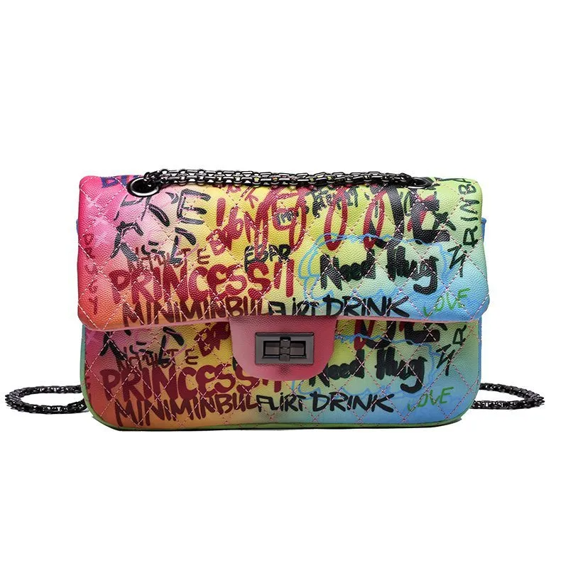 Graffiti Design Chain Square Shoulder Bag