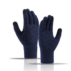 Men Casual Solid Color Knitted Yarn Warm Gloves