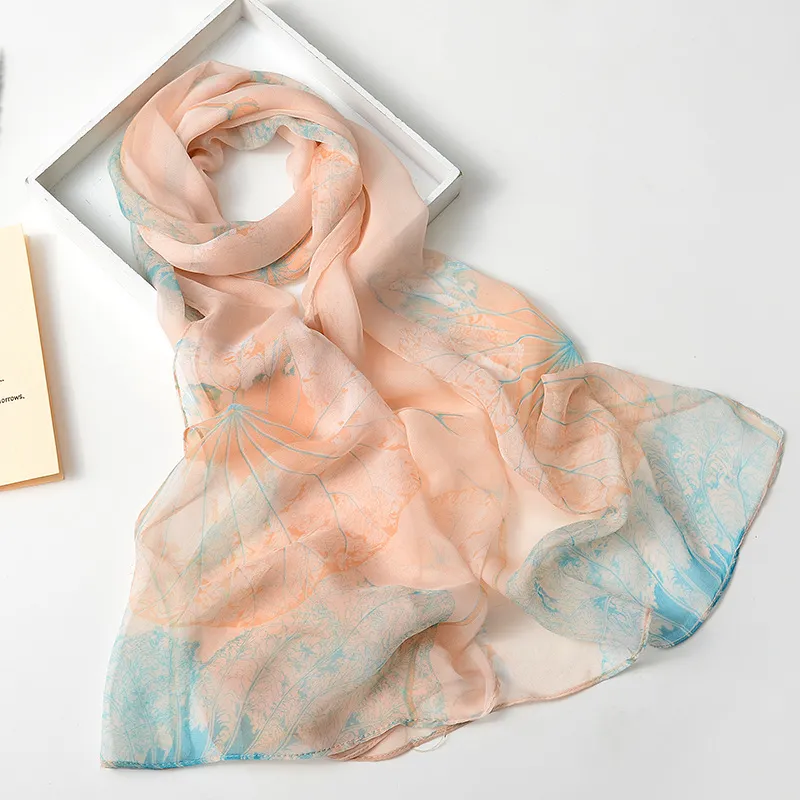 Summer Lotus Flower Print Sunscreen Scarf