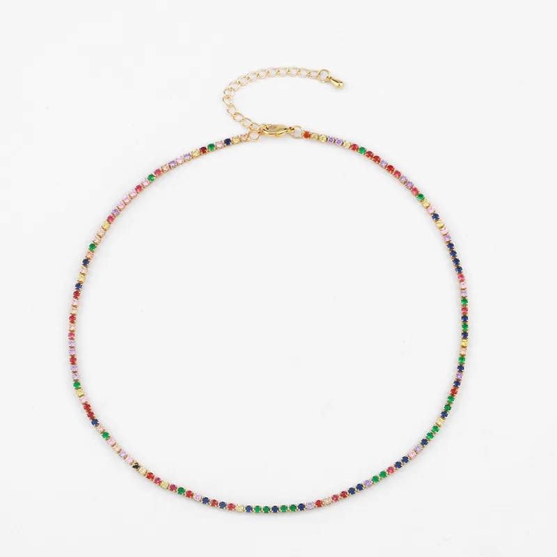 Women Fashion Alloy Set Color Zirconium Short Necklace
