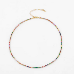 Women Fashion Alloy Set Color Zirconium Short Necklace