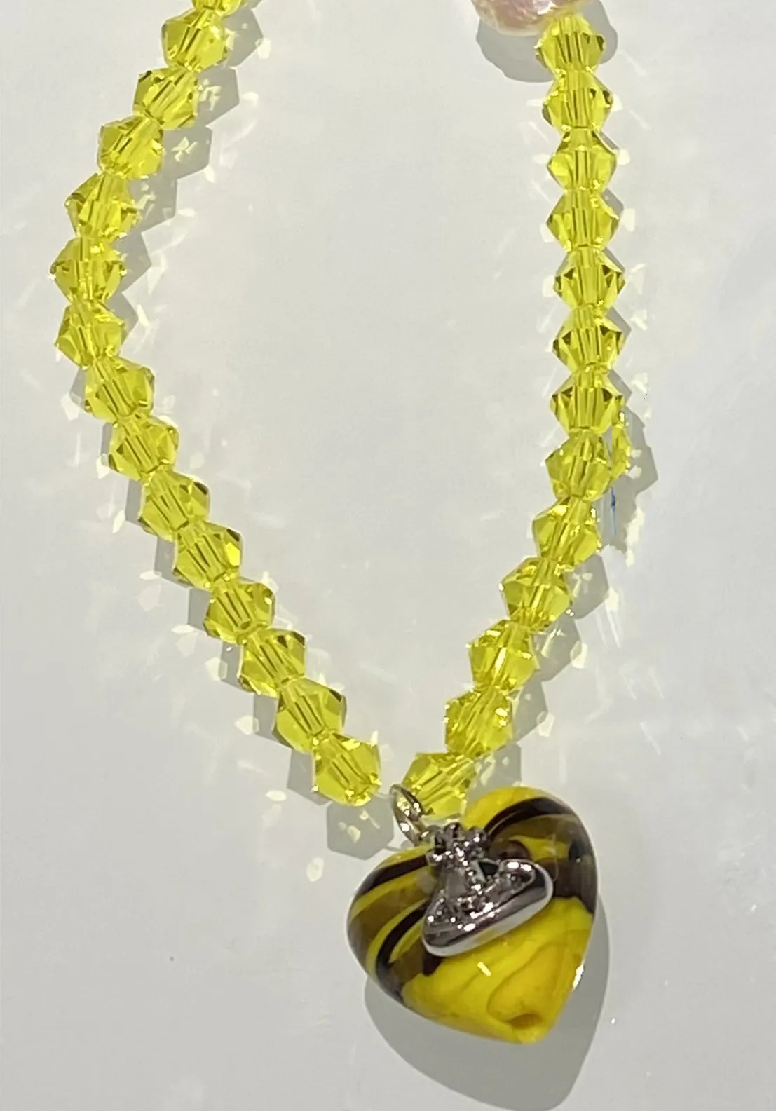 Women'S Fashion Colorful Glass Heart Diamond Pendant Necklace