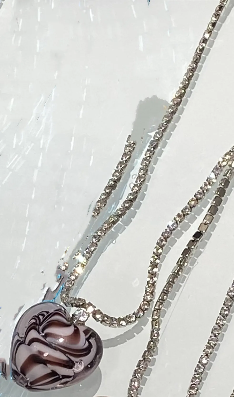 Women'S Fashion Colorful Glass Heart Diamond Pendant Necklace