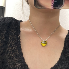 Women'S Fashion Colorful Glass Heart Diamond Pendant Necklace
