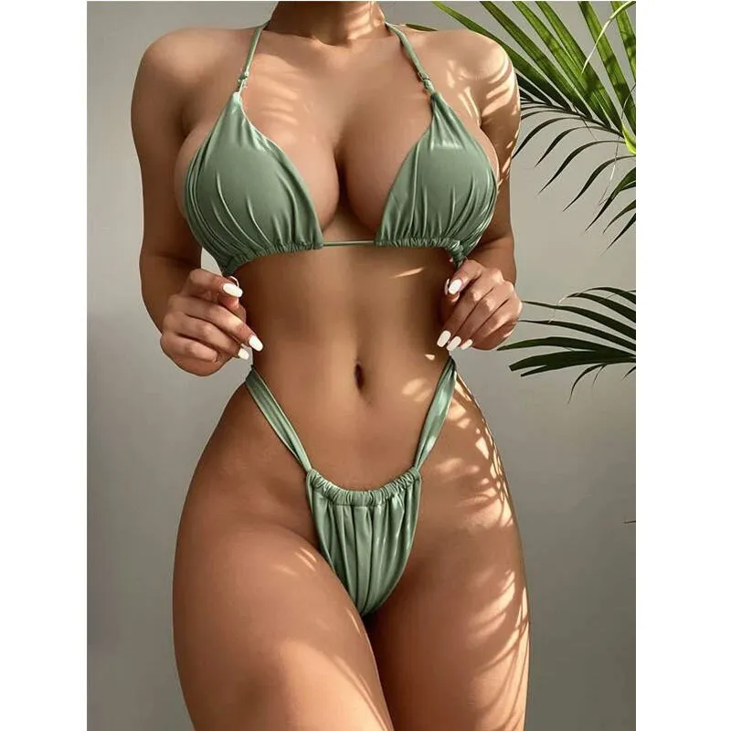 Women'S Sexy Basic Solid Color Bikini Swimwear