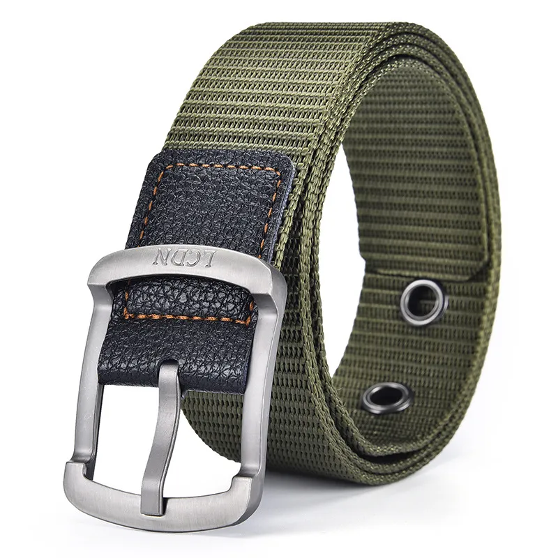 Men Casual Knitted Canvas Stripe Belt