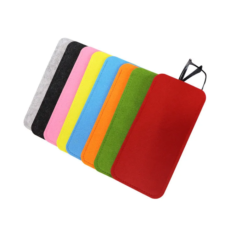 Simple Solid Color Square Felt Glasses Bag