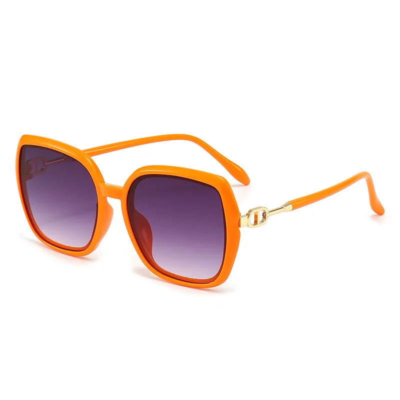 Women'S Fashion Retro Colorful Large Square Frame Metal Sunglasses