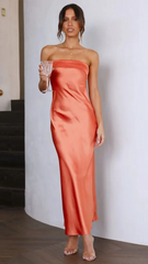 Women Temperament Floral Print Strapless Maxi Dress