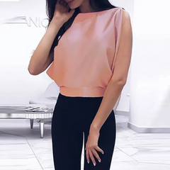 Women Sexy Solid Color Sleeveless Backless Bow Knot Blouse