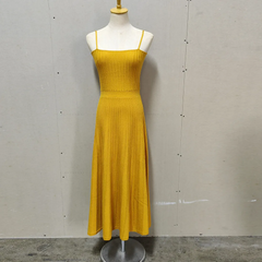 Summer Vacation Women Spaghetti Strap Slim-Fit High Waist Knitted Maxi Dress