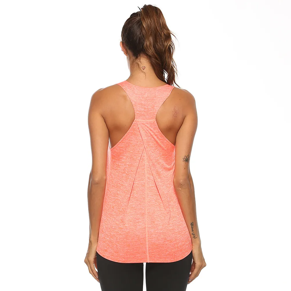 Women Round Neck Pullover Stretch Racerback Sports Tank Top