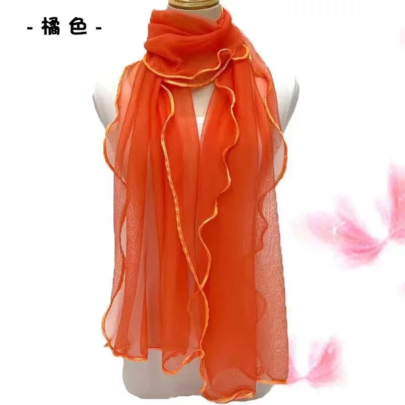 Solid Color Fashion Women Curled Ruffled Stretch Women Scarf