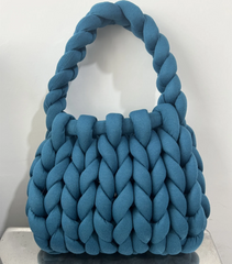 omen Fashion Solid Color Hand-Woven Wool Handbag