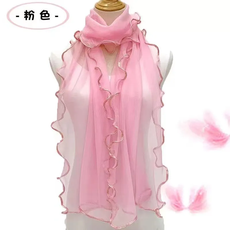 Solid Color Fashion Women Curled Ruffled Stretch Women Scarf