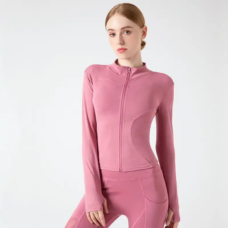 Women Fashion Solid Color Quick-Drying Sport Zipper Coat
