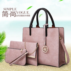 Women Fashion Solid Color Large Capacity PU Wallet Shoulder Handbag
