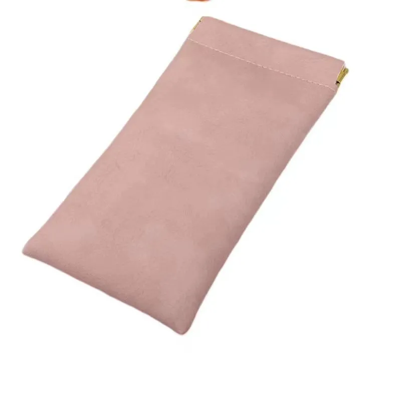 Simple Solid Color Anti-Pressure Flannel Automatic Closure Shrapnel Sunglasses Storage Bag