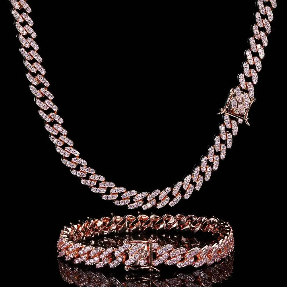 Women Men 9Mm Zircon Rhinestones Hiphop Necklac