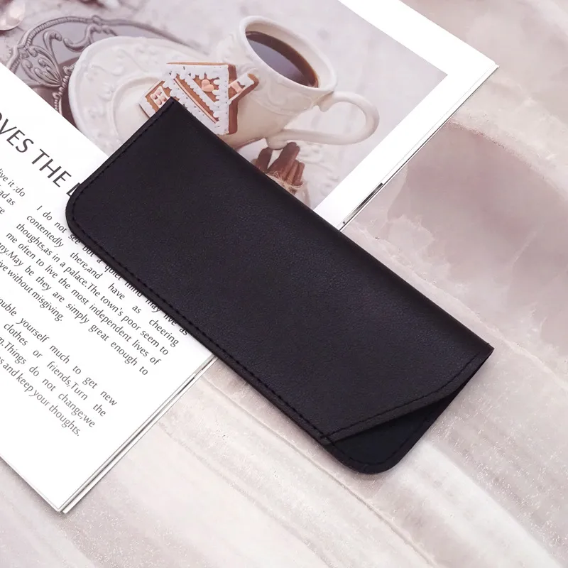 Simple Neutral Solid Color PU Sunglasses Bag