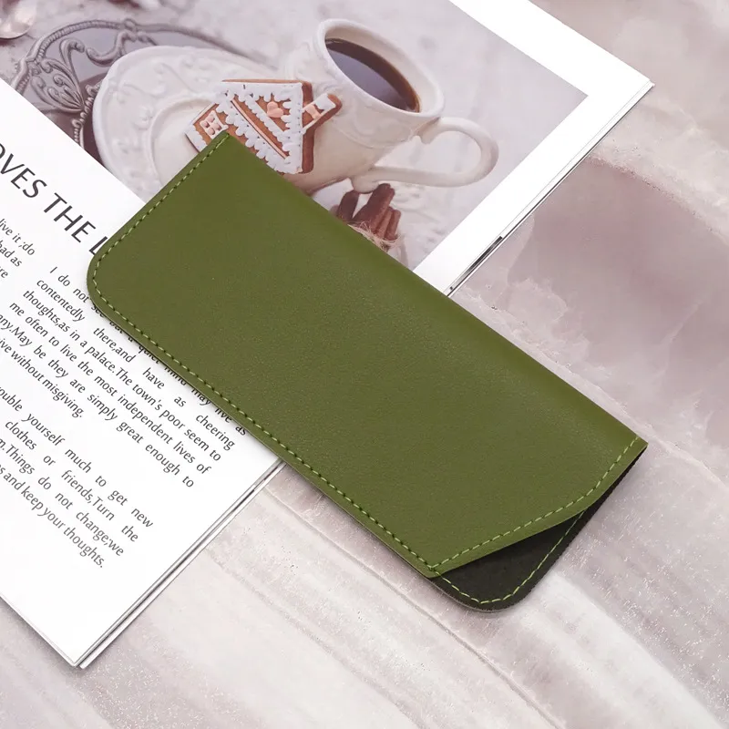 Simple Neutral Solid Color PU Sunglasses Bag