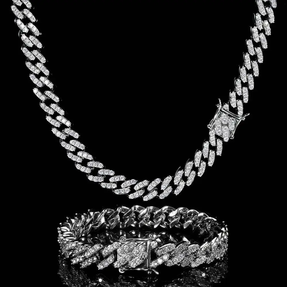 Women Men 9Mm Zircon Rhinestones Hiphop Necklac