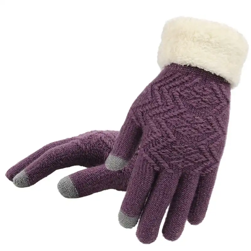 Simple Knitted Embroidery Touch Screen Gloves