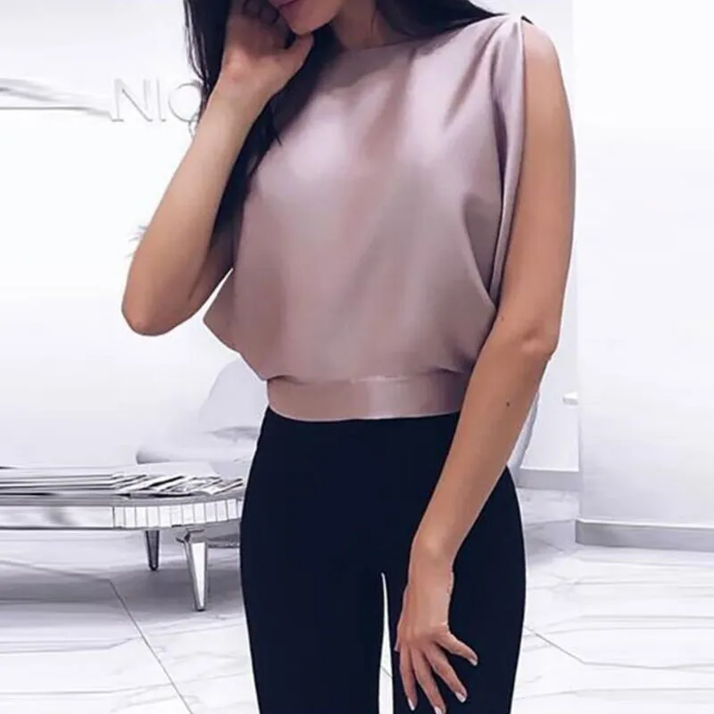 Women Sexy Solid Color Sleeveless Backless Bow Knot Blouse