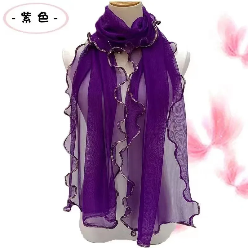 Solid Color Fashion Women Curled Ruffled Stretch Women Scarf