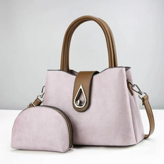 Women Simple Fashion Large Capacity PU Zipper Wallet Handbag Set