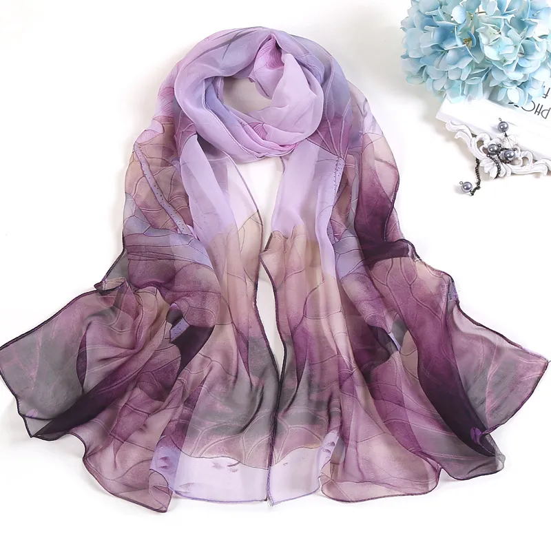 Summer Lotus Flower Print Sunscreen Scarf